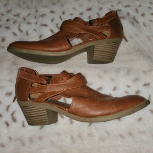 Brown strappy booties